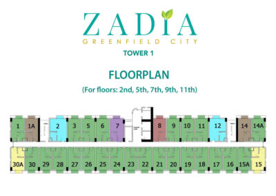 Zadia Greenfield City Tower 1 Floorplan (For Floors 2nd, 5th, 7th, 9th, 11th)