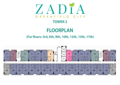 Zadia Greenfield City Tower 2 Floorplan (For Floors 3rd, 6th, 8th, 10th, 12th, 15th, 17th)