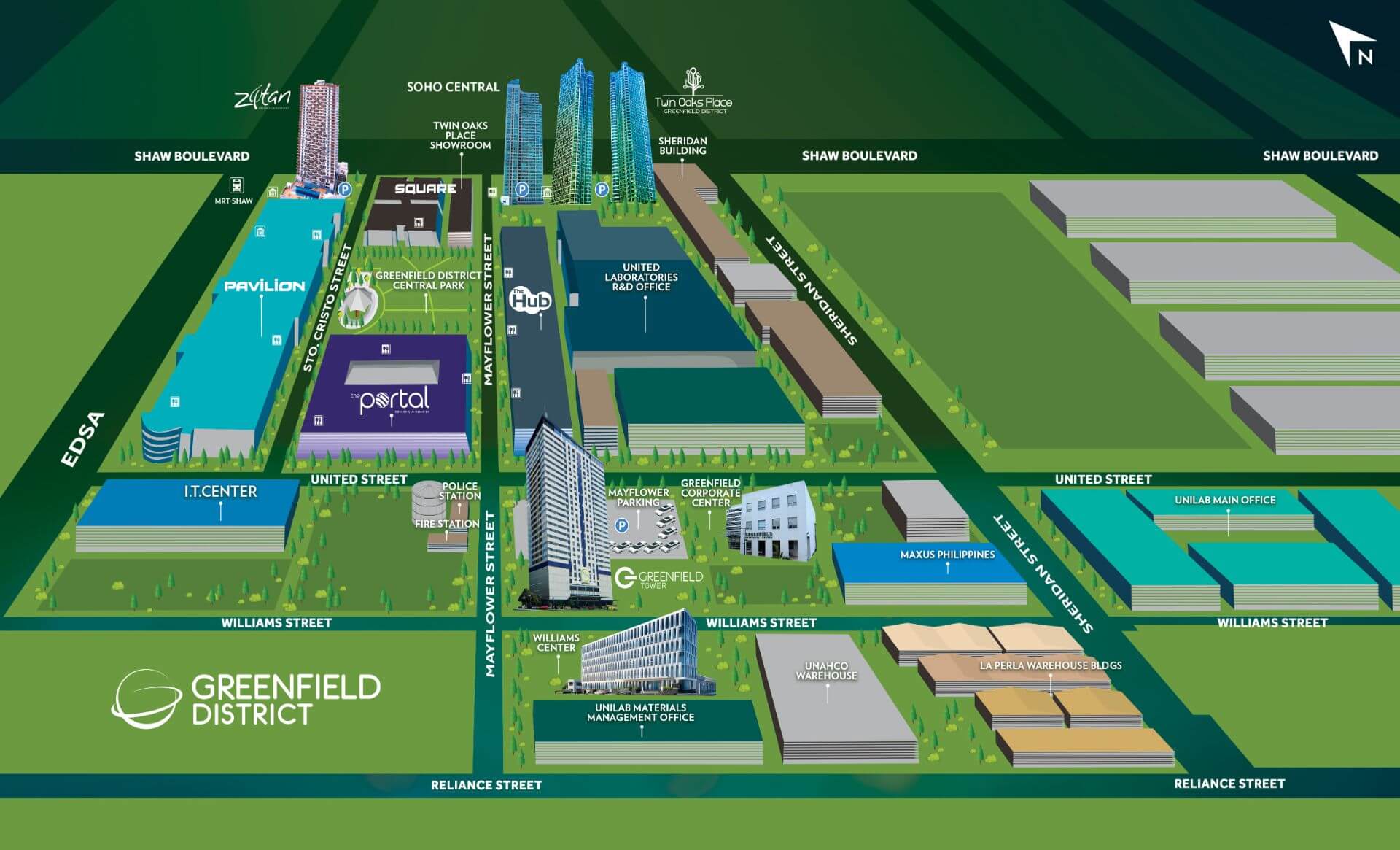 Greenfield District 3D Map