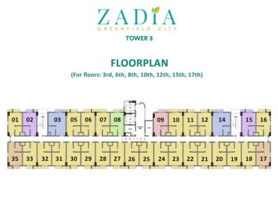 Zadia Greenfield City Tower 3 Floorplan (For Floors 2nd, 5th, 7th, 9th, 11th, 14th, 16th, 18th)